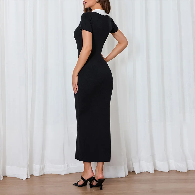 Colette Contrast Collar Maxi Dress