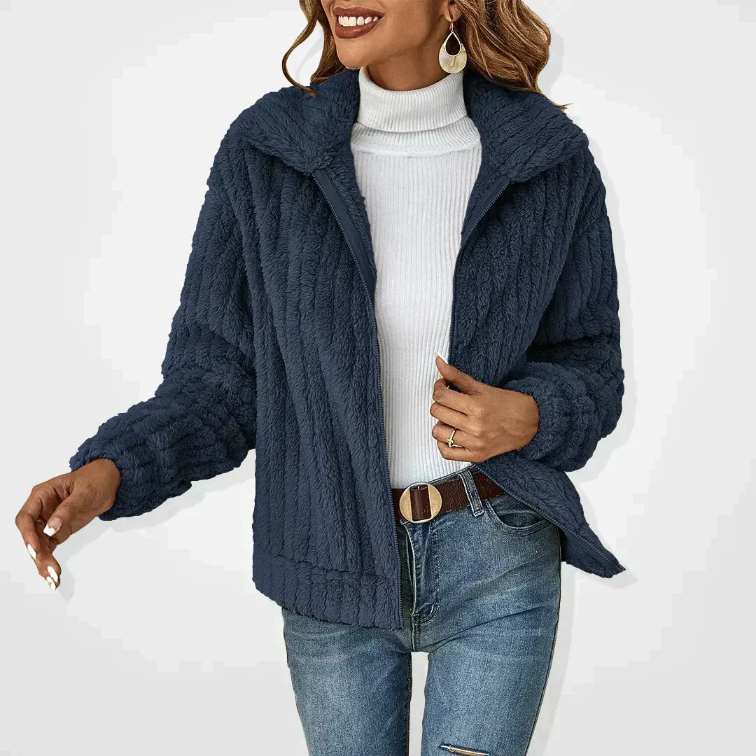Isadora Textured Zip Front Cardigan