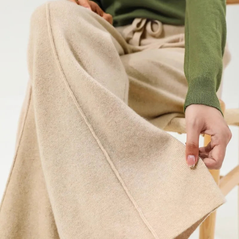 Elysia Merino Wool Wide-Leg Trousers
