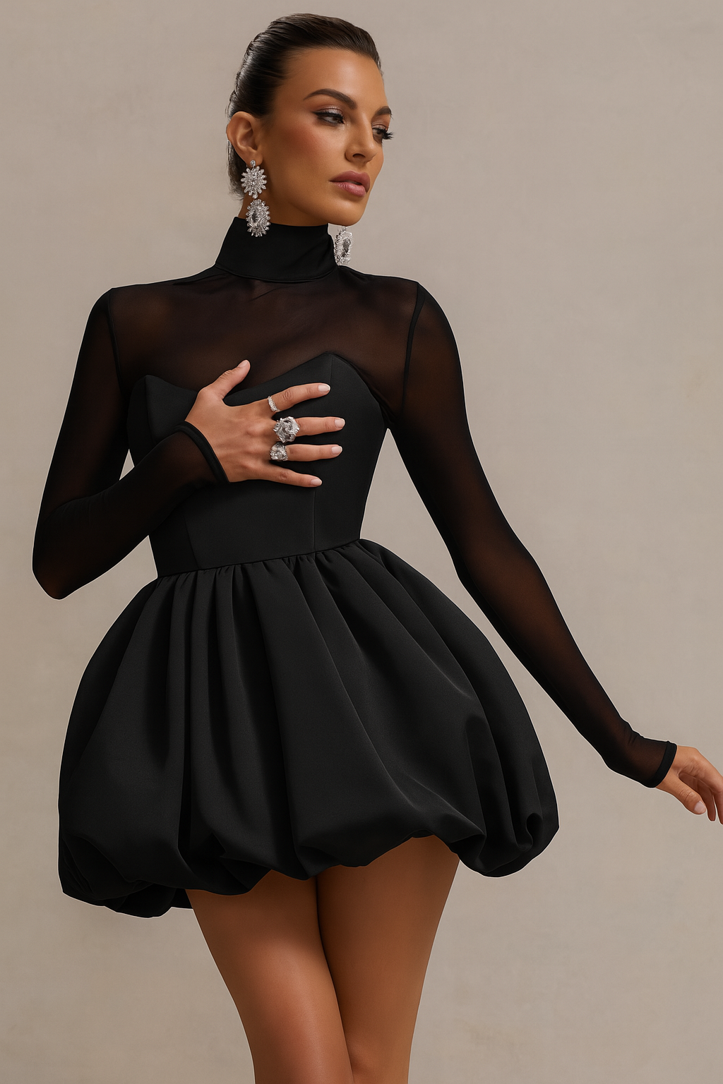Nerina Sculpted Puff Skirt Mini Dress