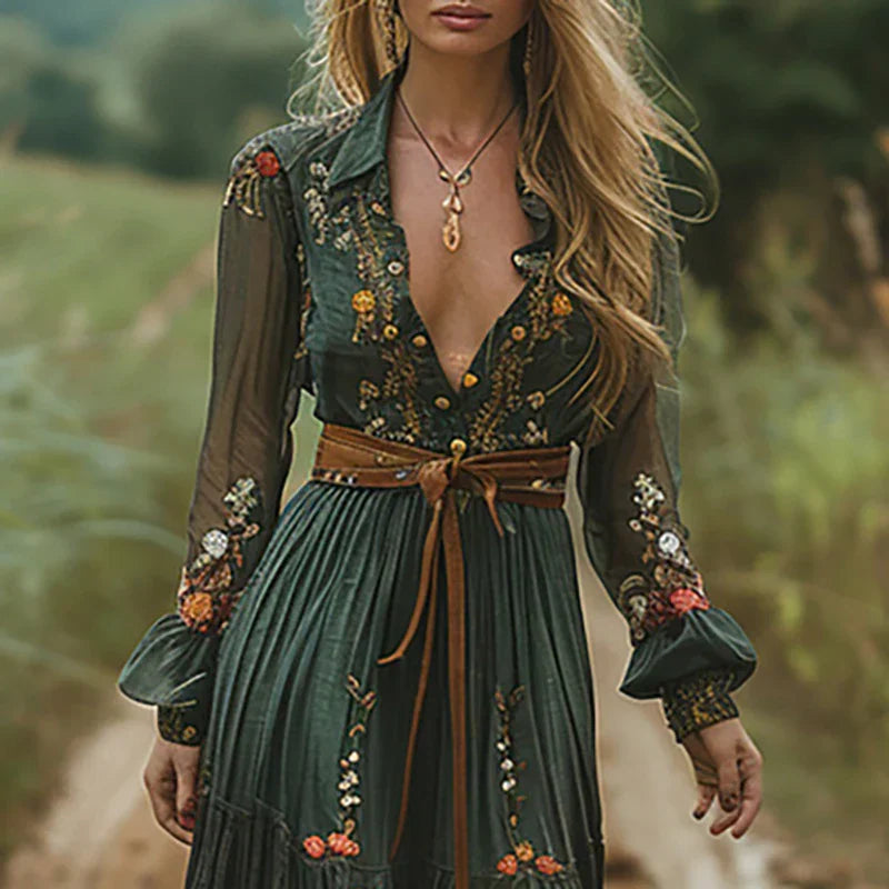 Selvara Bohemian Floral Maxi Dress