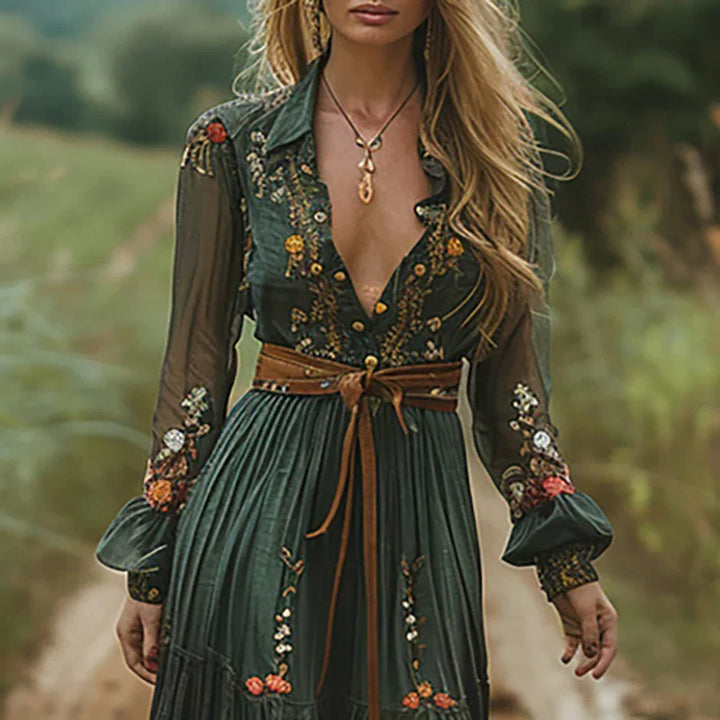 Selvara Bohemian Floral Maxi Dress
