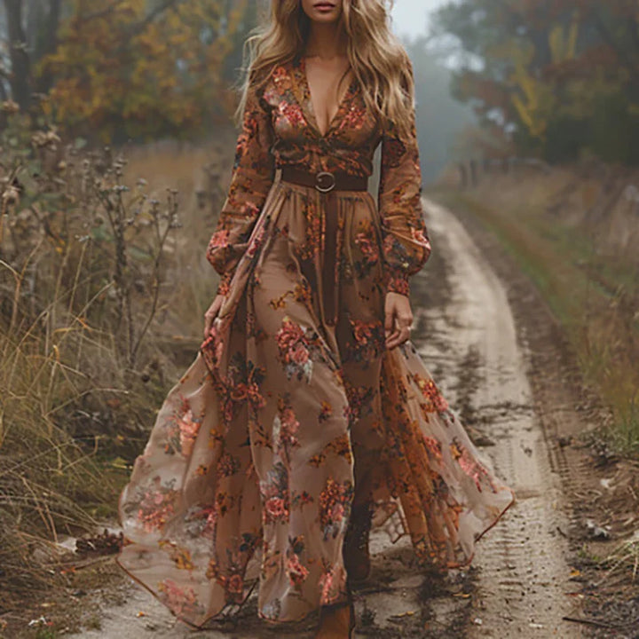 Selvara Bohemian Floral Maxi Dress