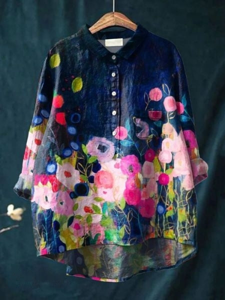 Monette Floral Button Front Blouse