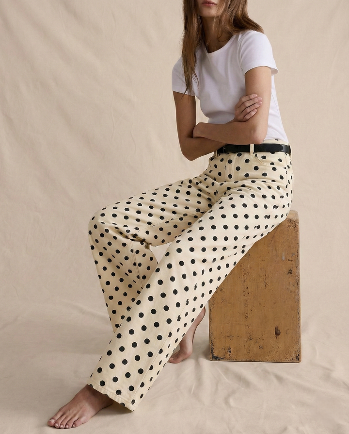Polka Dot Wide-Leg Trousers
