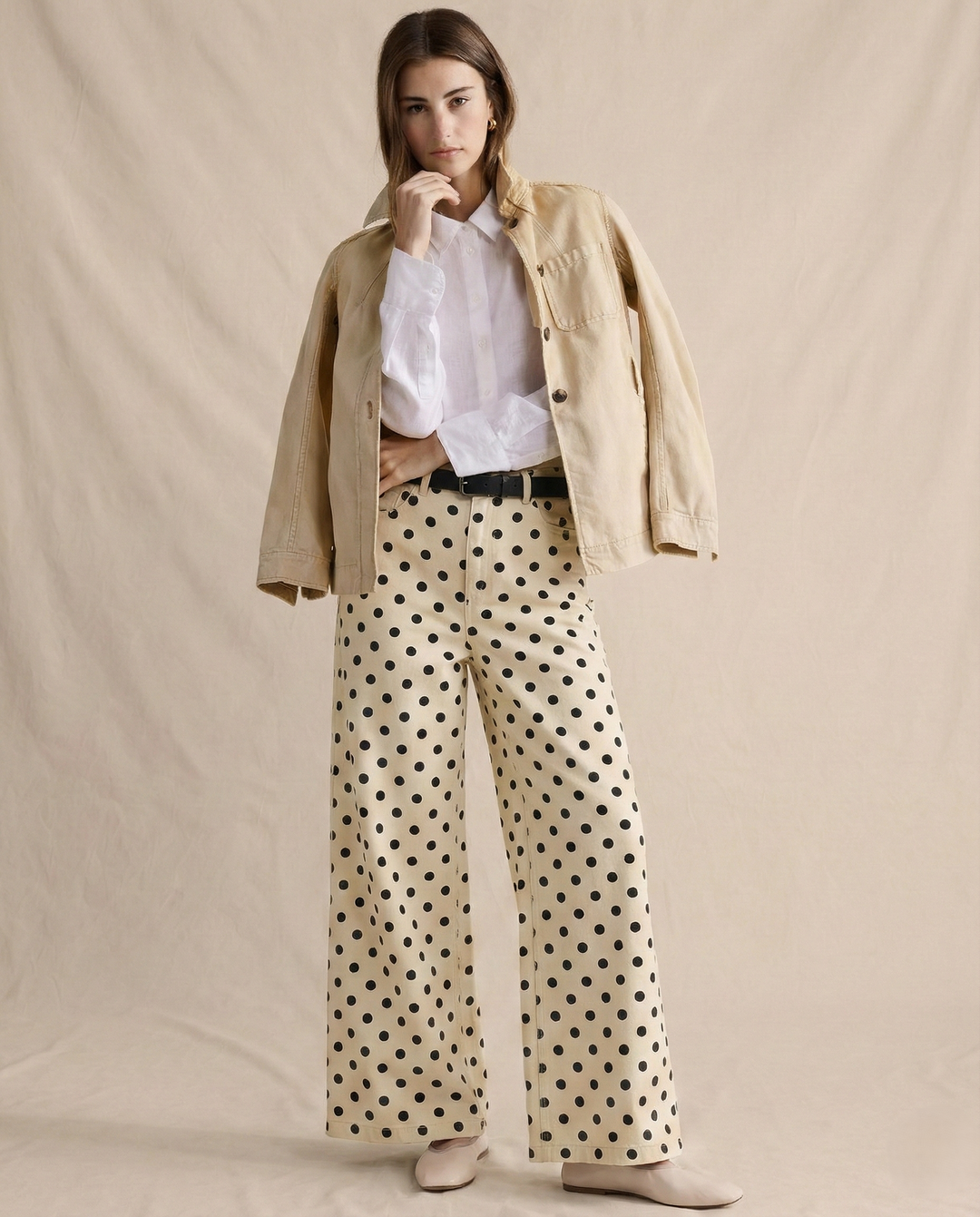 Polka Dot Wide-Leg Trousers