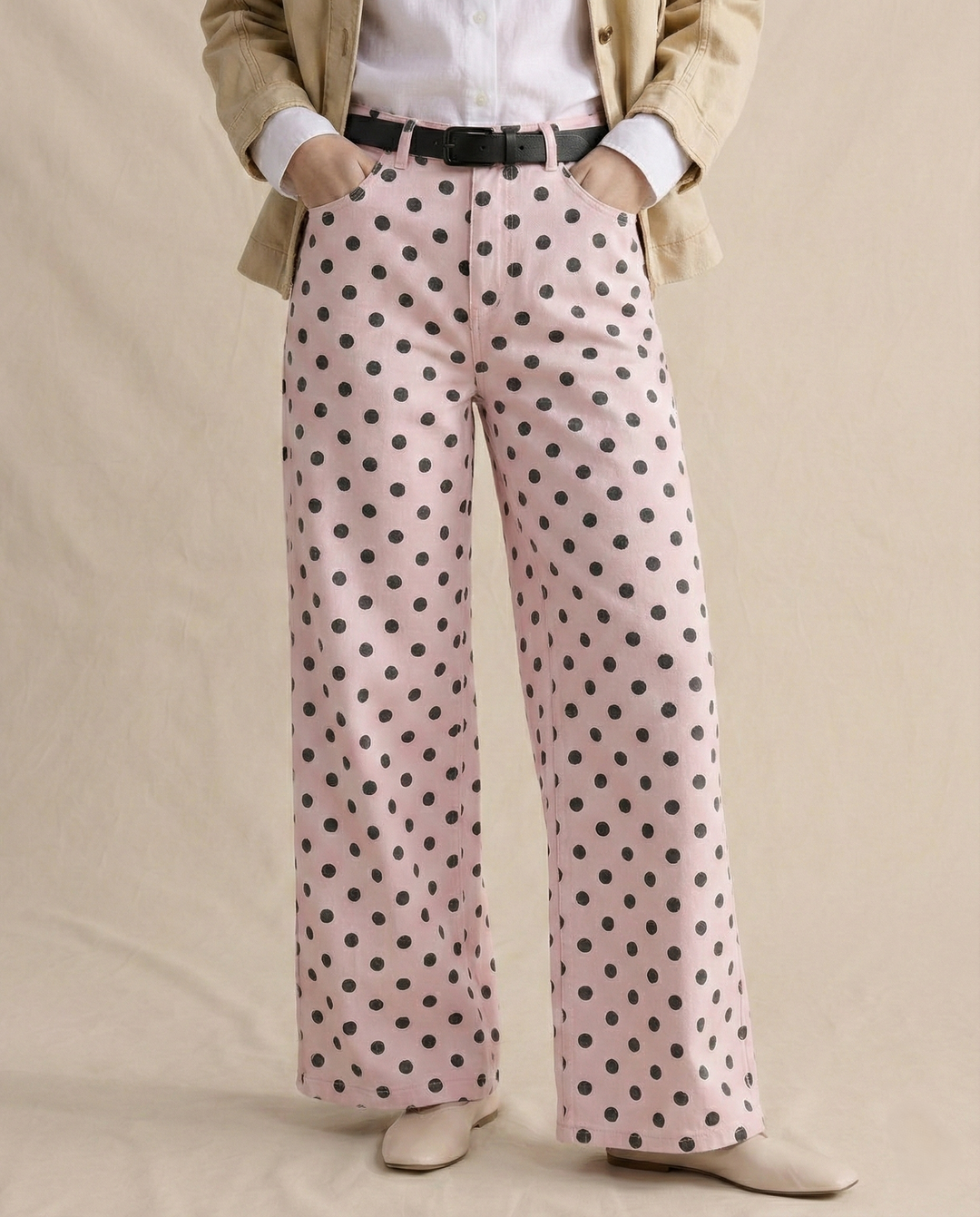 Polka Dot Wide-Leg Trousers