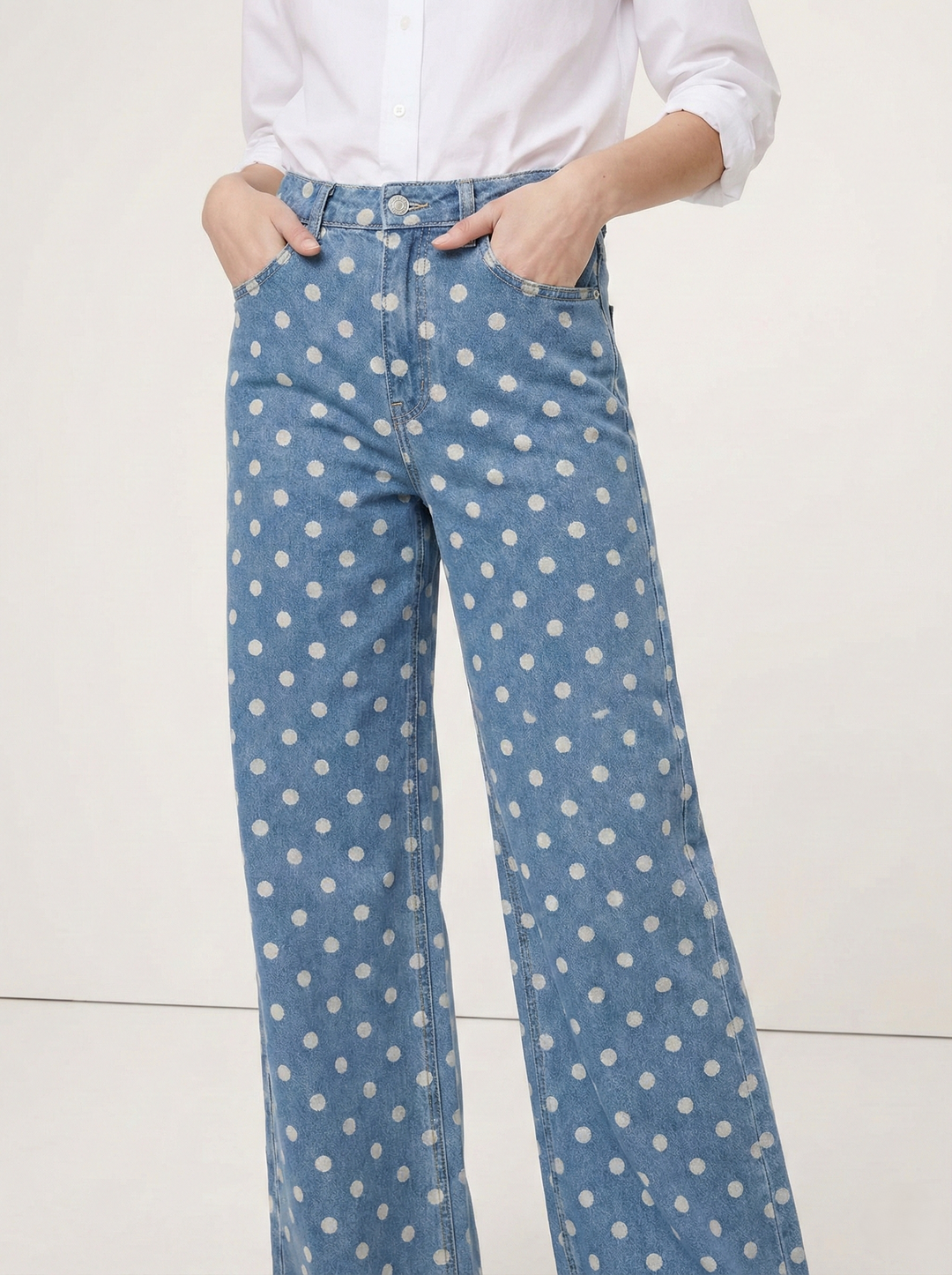 Polka Dot Wide-Leg Trousers