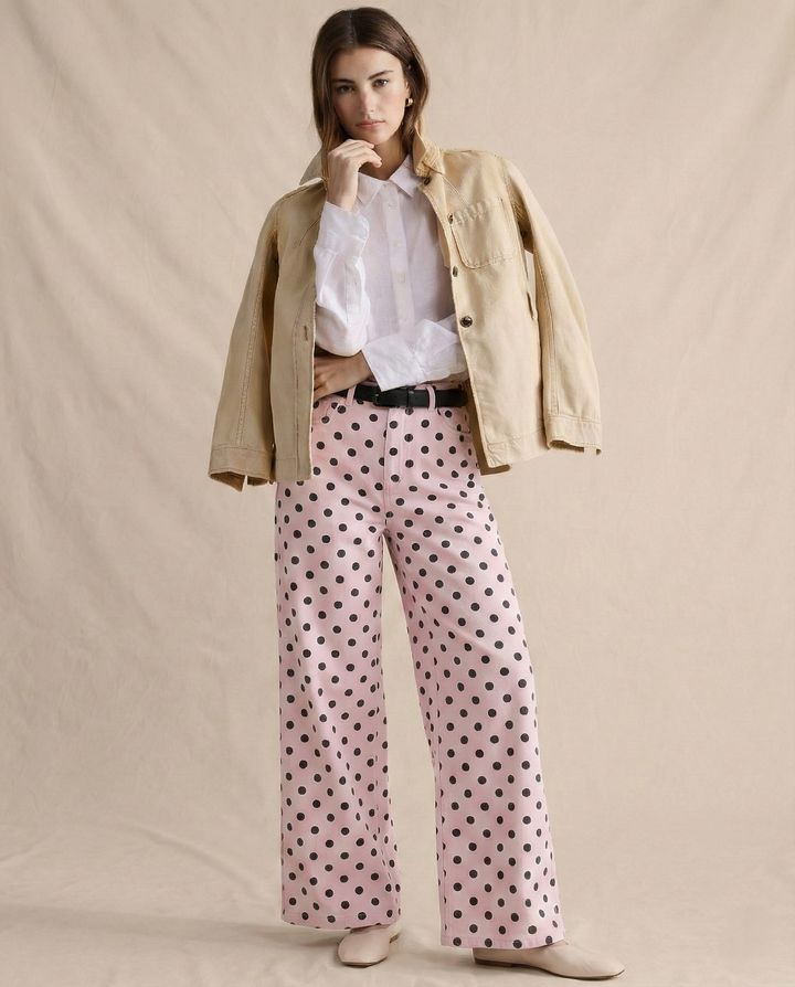 Polka Dot Wide-Leg Trousers