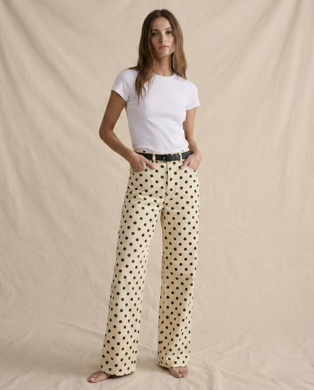 Polka Dot Wide-Leg Trousers