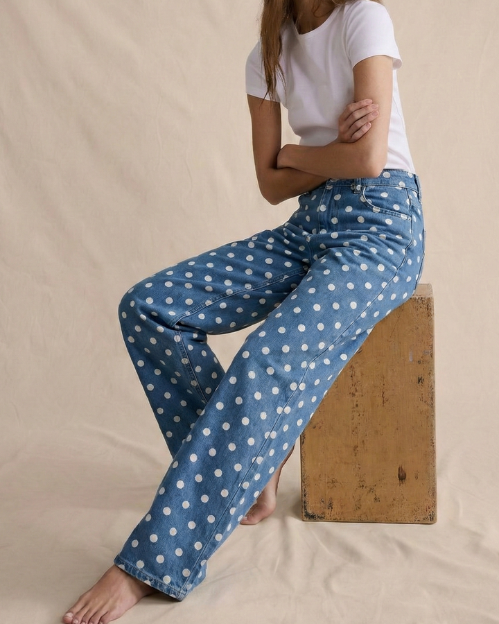 Polka Dot Wide-Leg Trousers