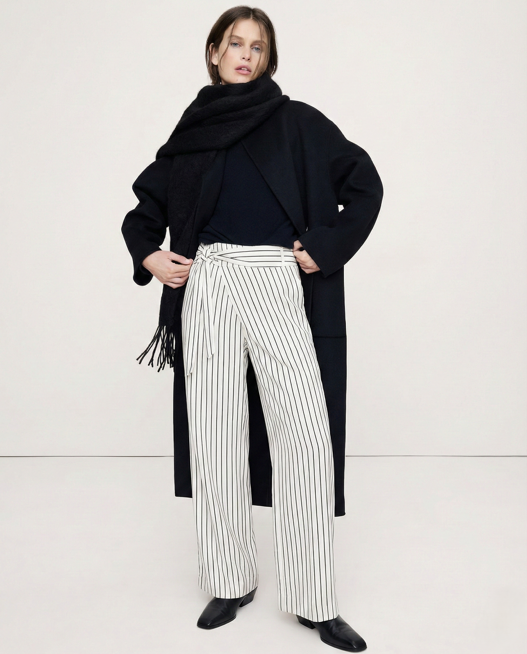 Elara Pinstripe Wrap Cotton Pants