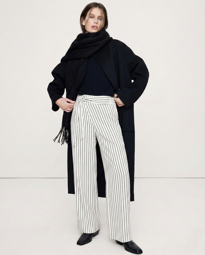 Elara Pinstripe Wrap Cotton Pants