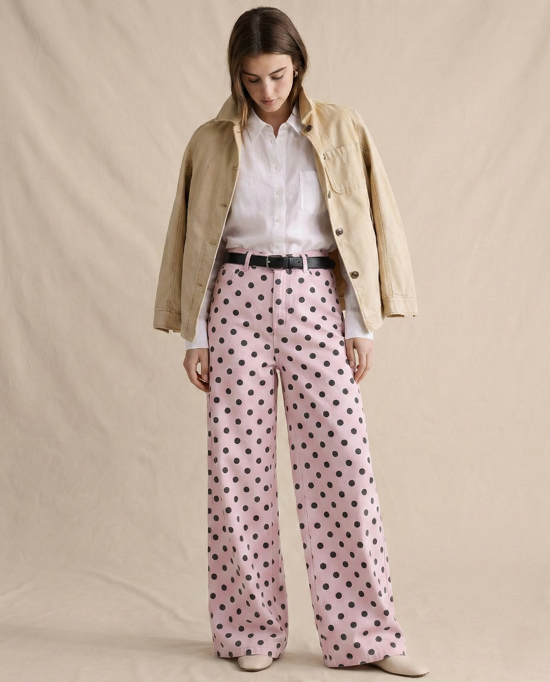 Polka Dot Wide-Leg Trousers