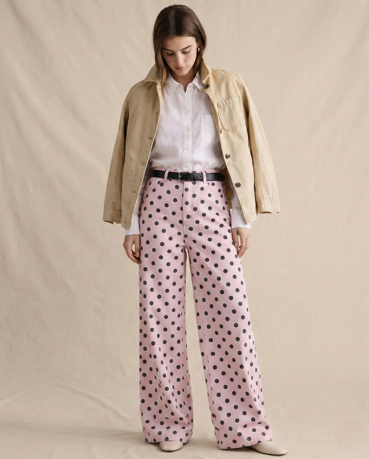 Polka Dot Wide-Leg Trousers