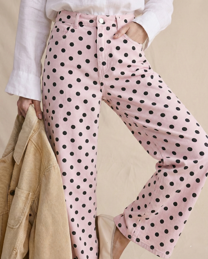 Polka Dot Wide-Leg Trousers
