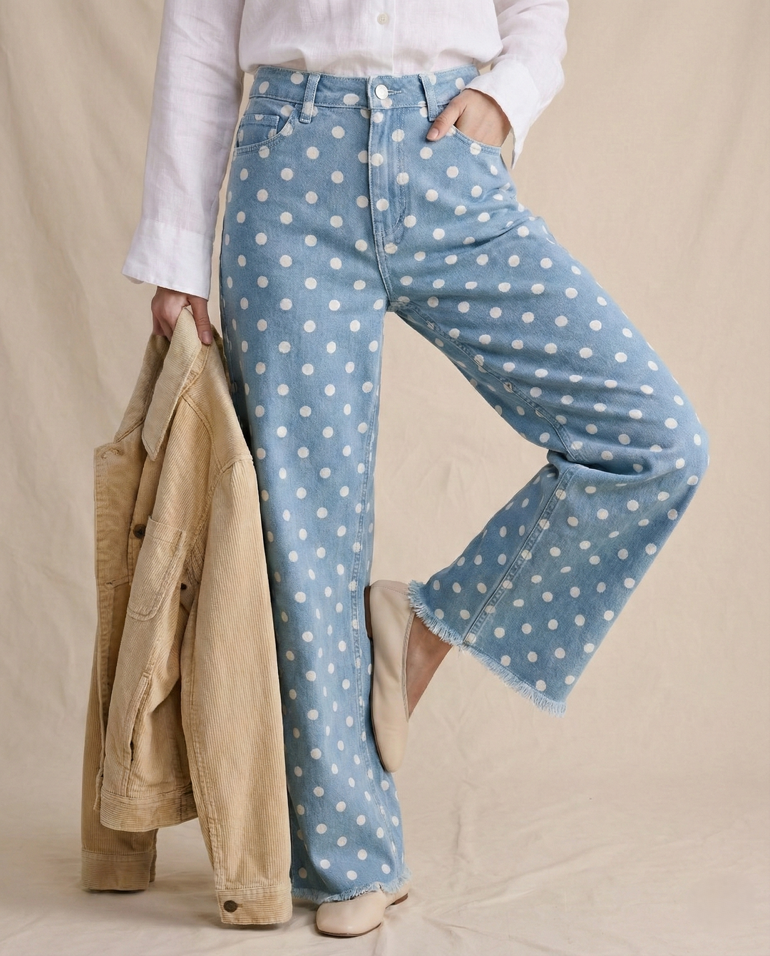 Polka Dot Wide-Leg Trousers