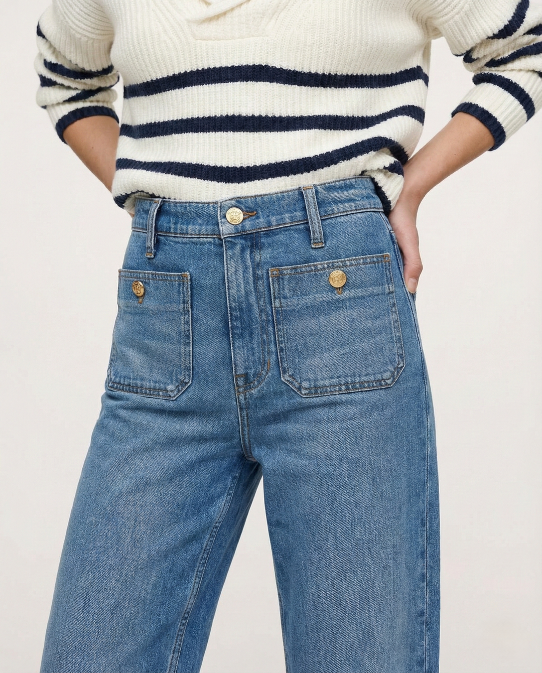 Aurelia Pocket Detail Wide-Leg Jeans