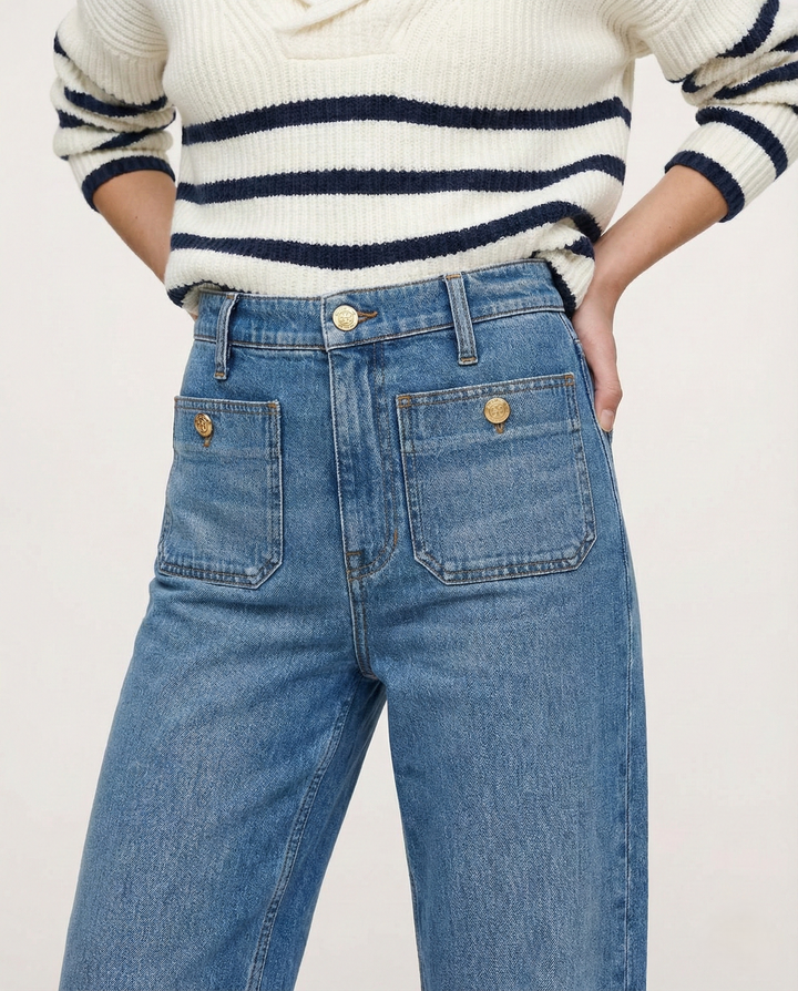 Aurelia Pocket Detail Wide-Leg Jeans