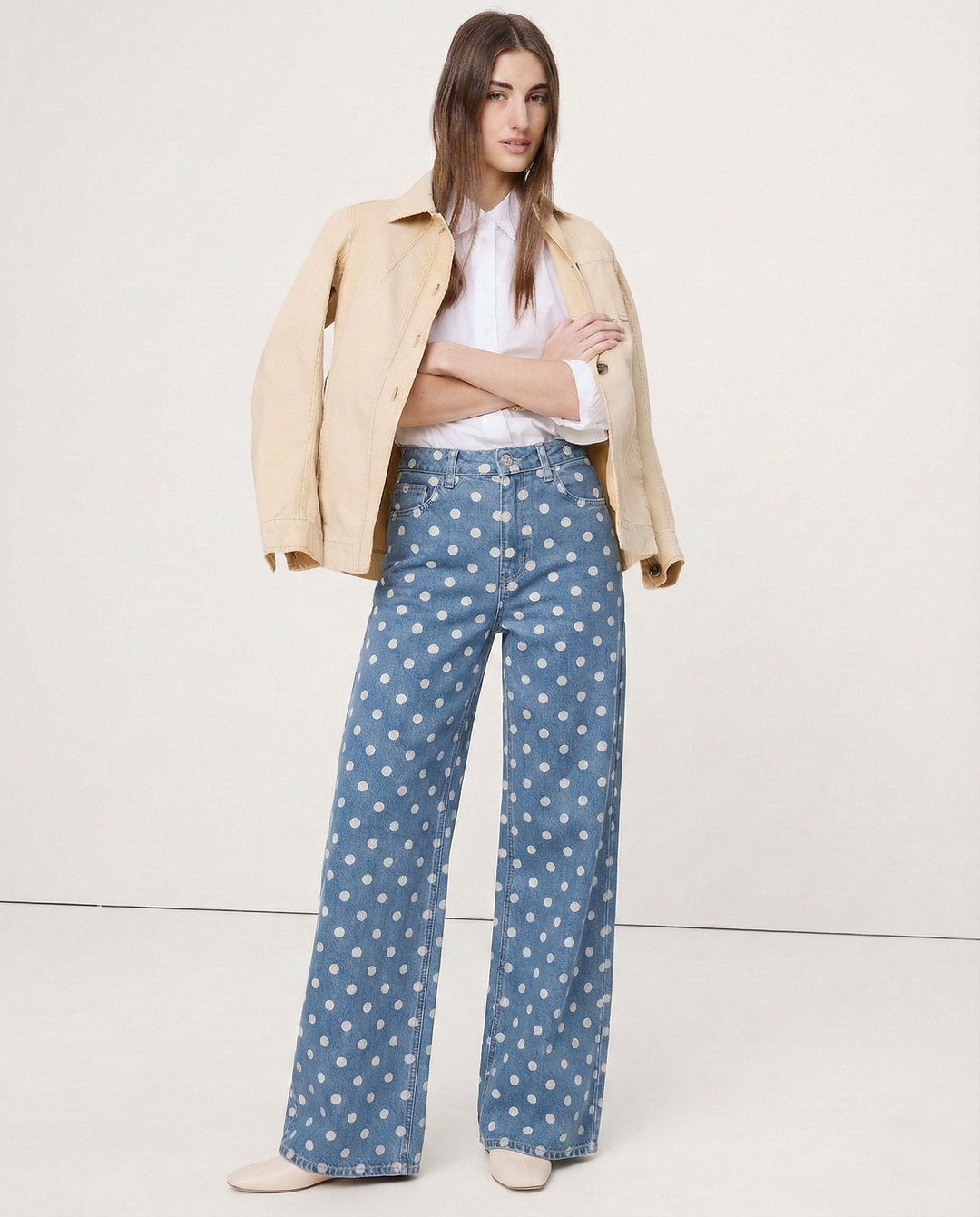 Polka Dot Wide-Leg Trousers