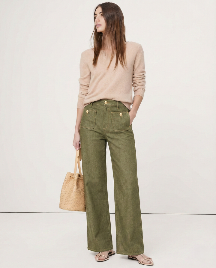 Aurelia Pocket Detail Wide-Leg Jeans
