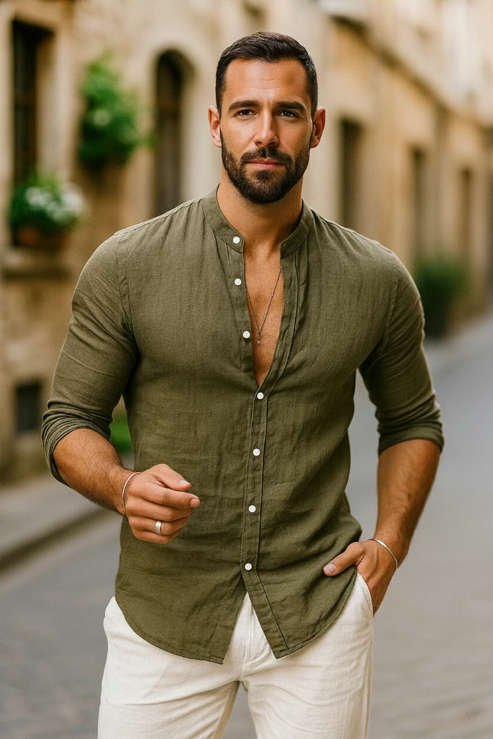 Nikolai Relaxed 3 4 Sleeve Casual Shirt