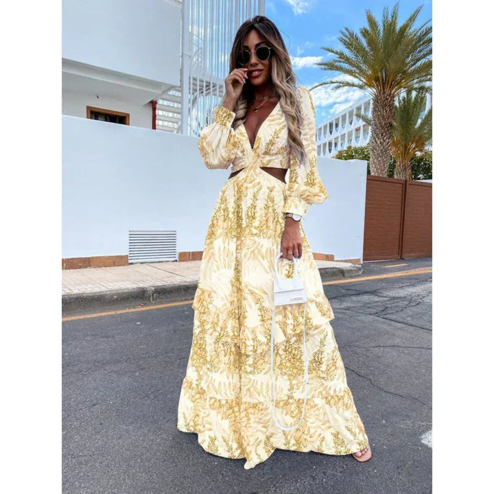 Lunara Printed Cut Out Maxi Dress