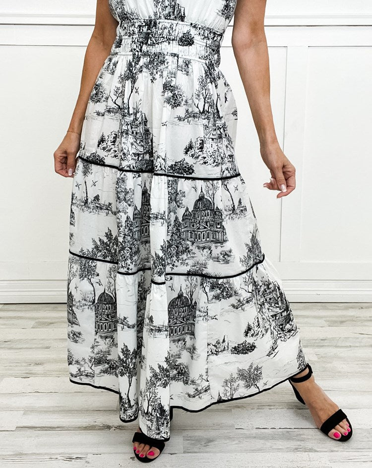 Camille Toile Print Maxi Dress
