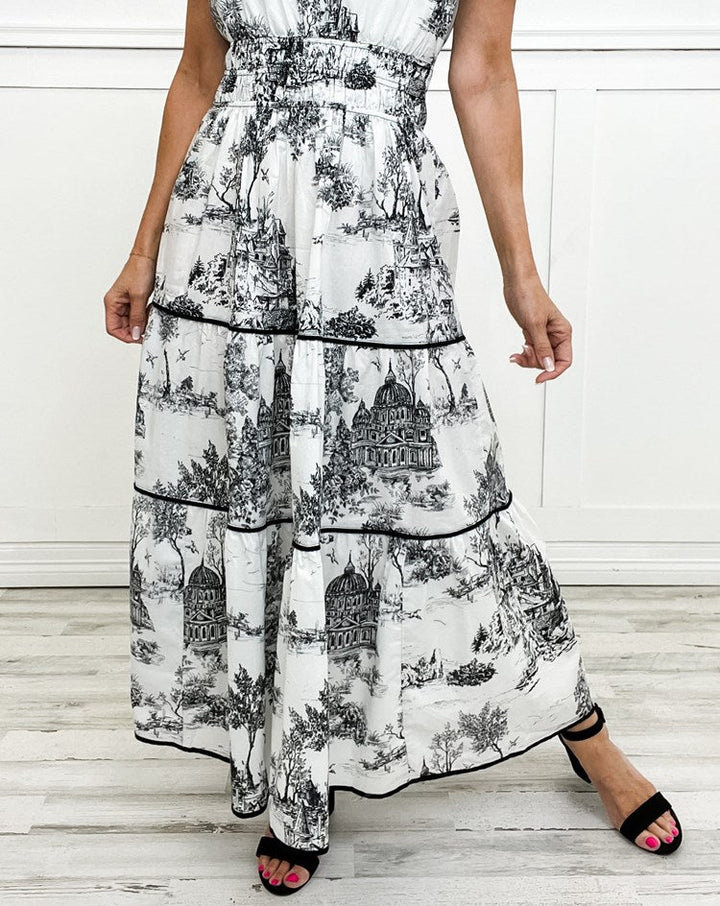Camille Toile Print Maxi Dress