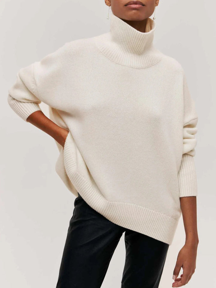Solène Elbow-Slit Turtleneck Sweater