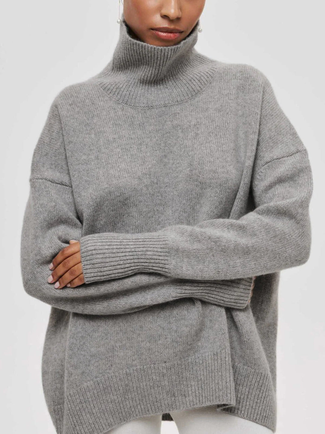 Solène Elbow-Slit Turtleneck Sweater