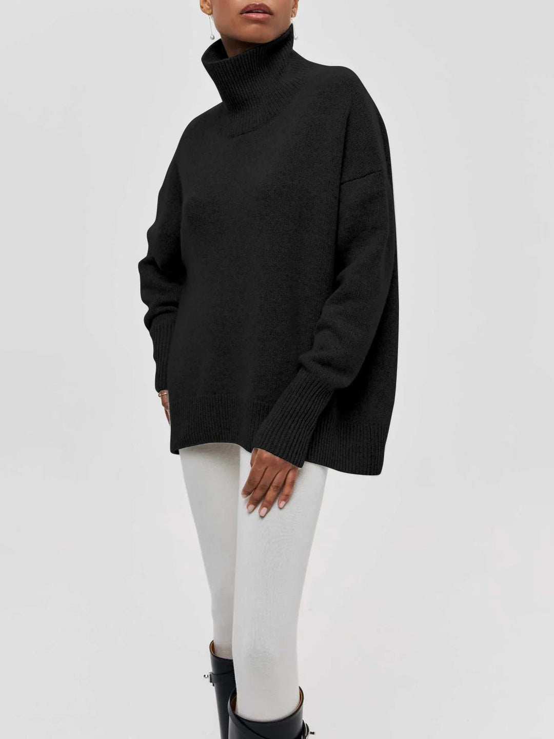 Solène Elbow-Slit Turtleneck Sweater