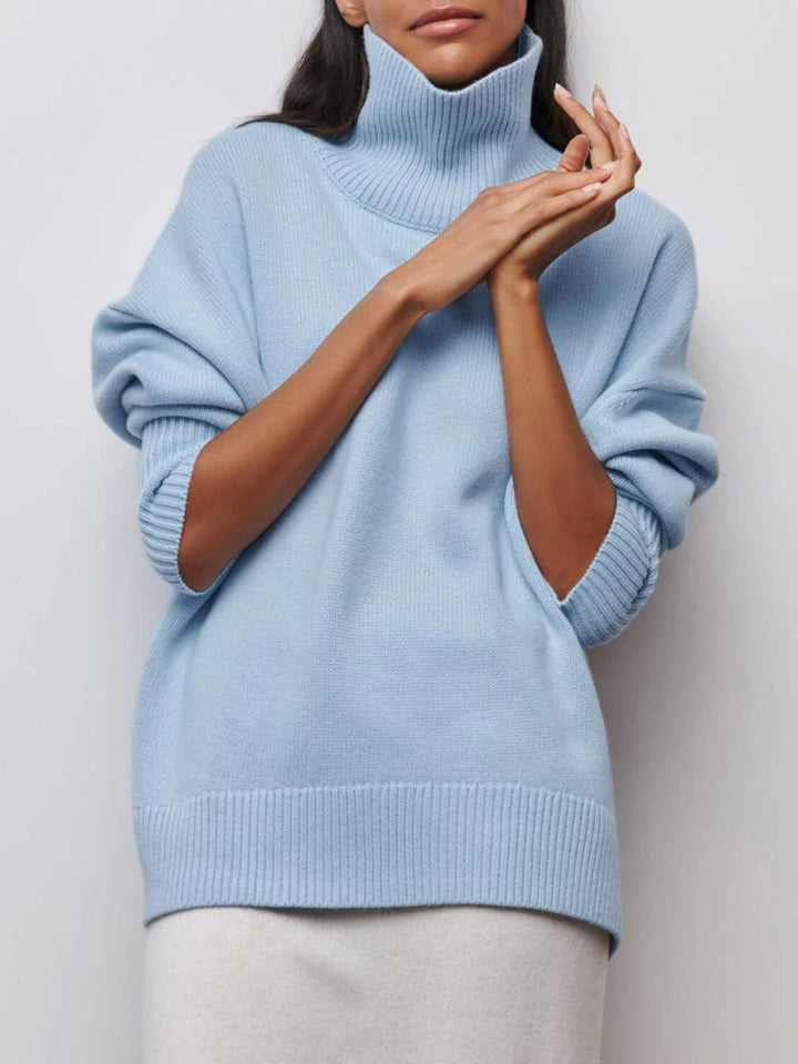 Solène Elbow-Slit Turtleneck Sweater