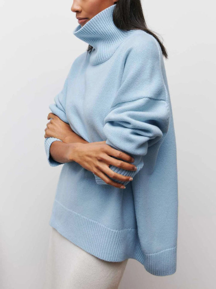 Solène Elbow-Slit Turtleneck Sweater