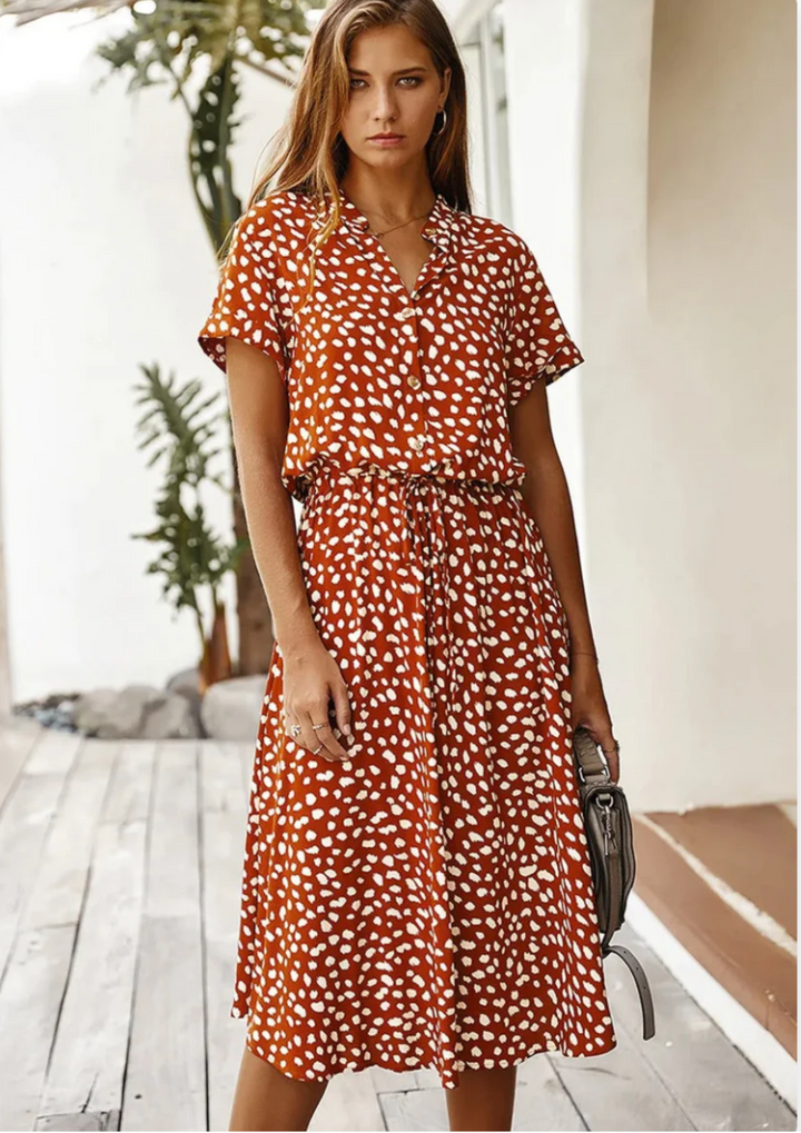 Sienna Spotted Print Midi Dress