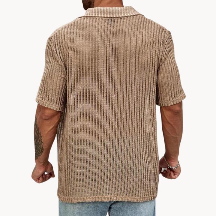 Enzo Open Knit Camp Collar Shirt