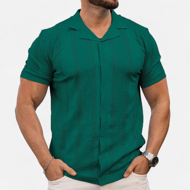 Dario Chevron Knit Cuban Collar Polo