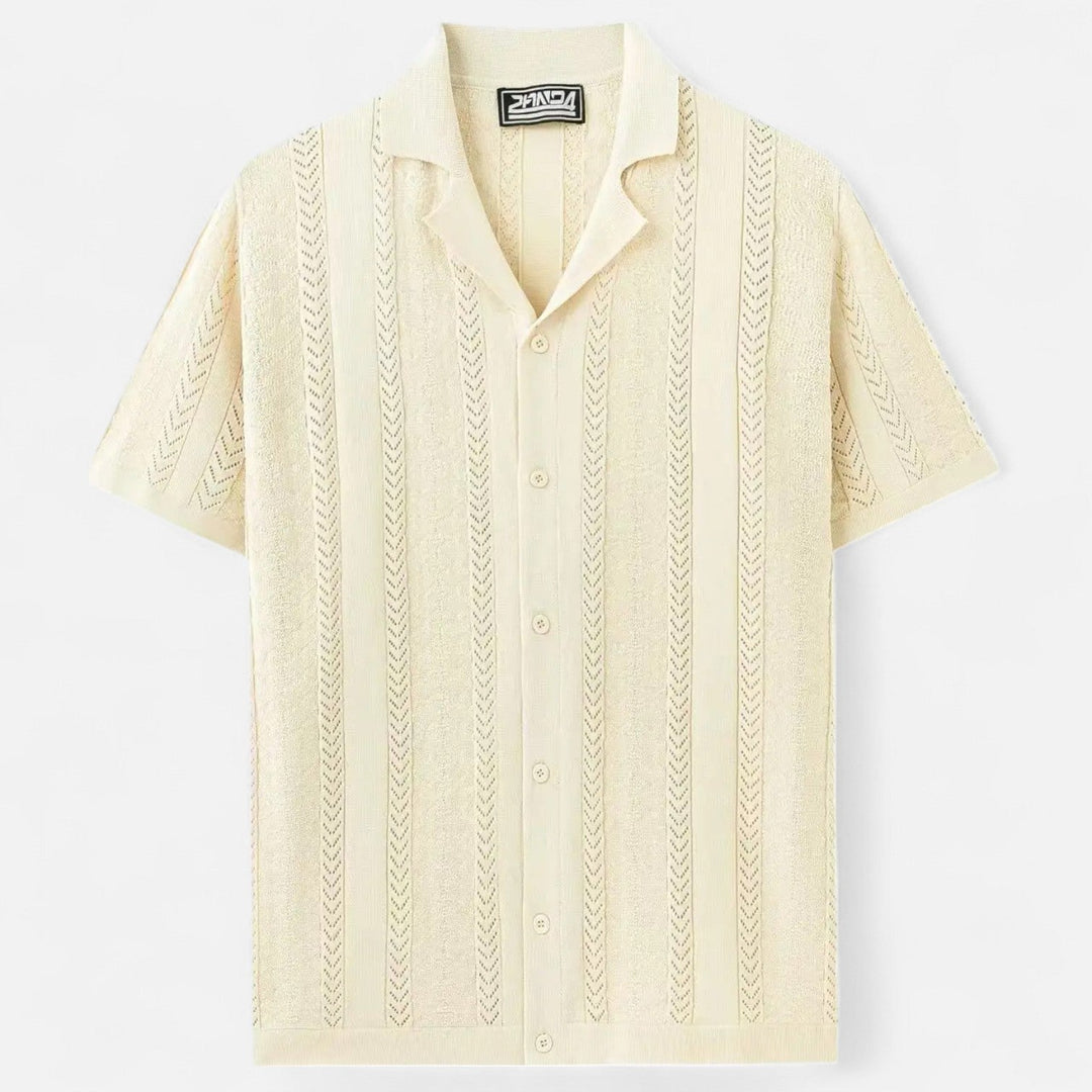 Dario Chevron Knit Cuban Collar Polo