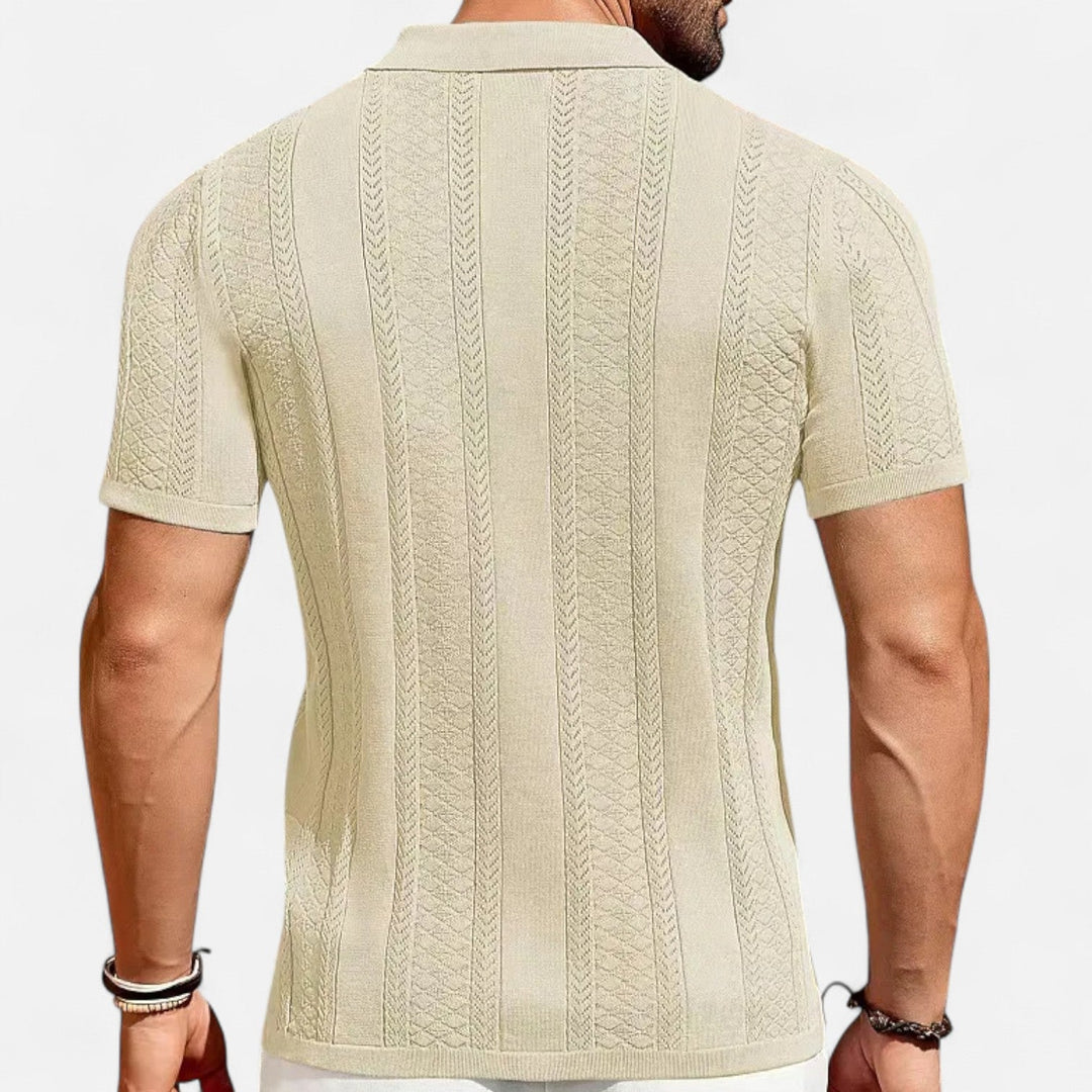 Dario Chevron Knit Cuban Collar Polo