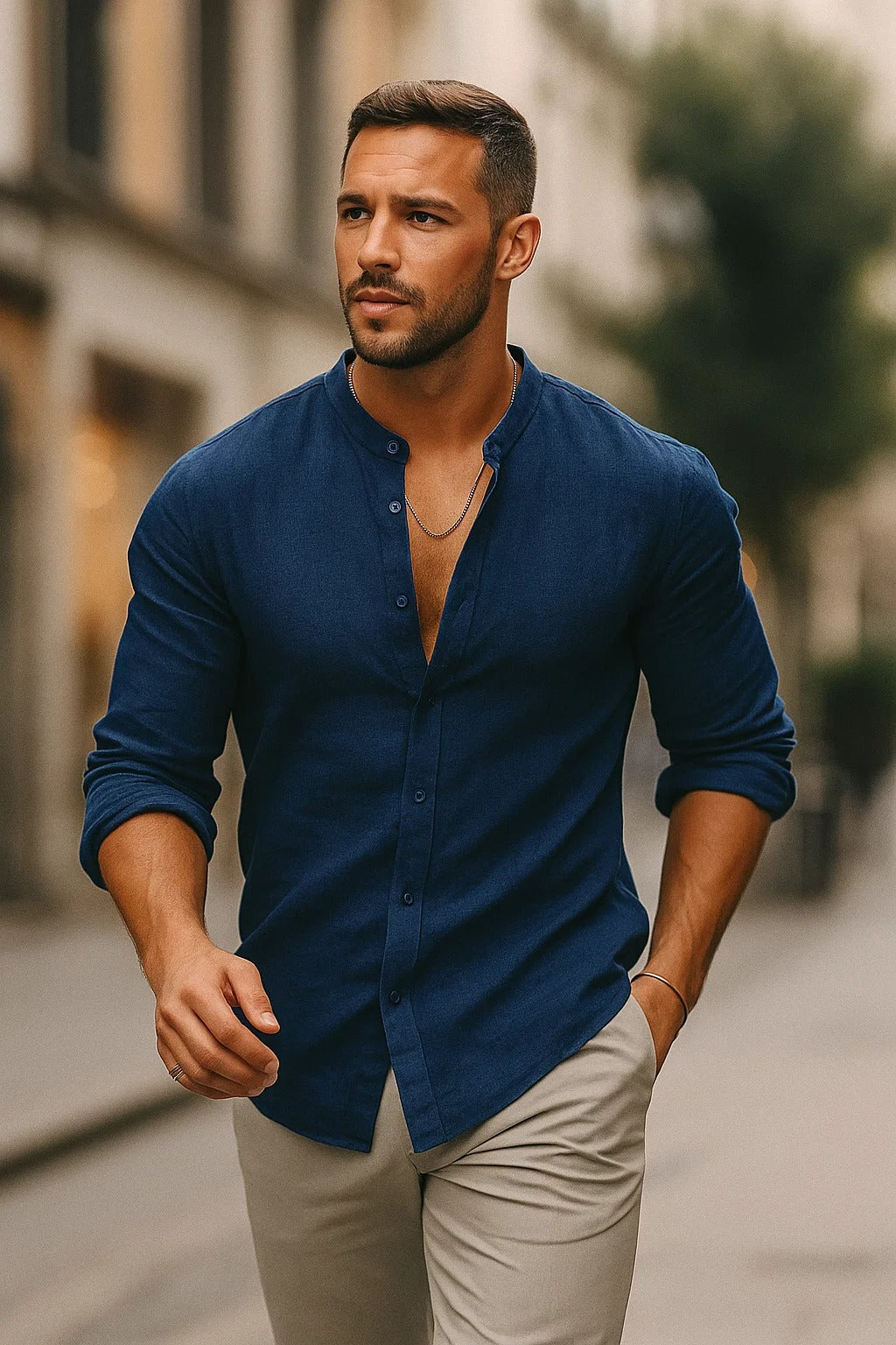 Nikolai Relaxed 3 4 Sleeve Casual Shirt
