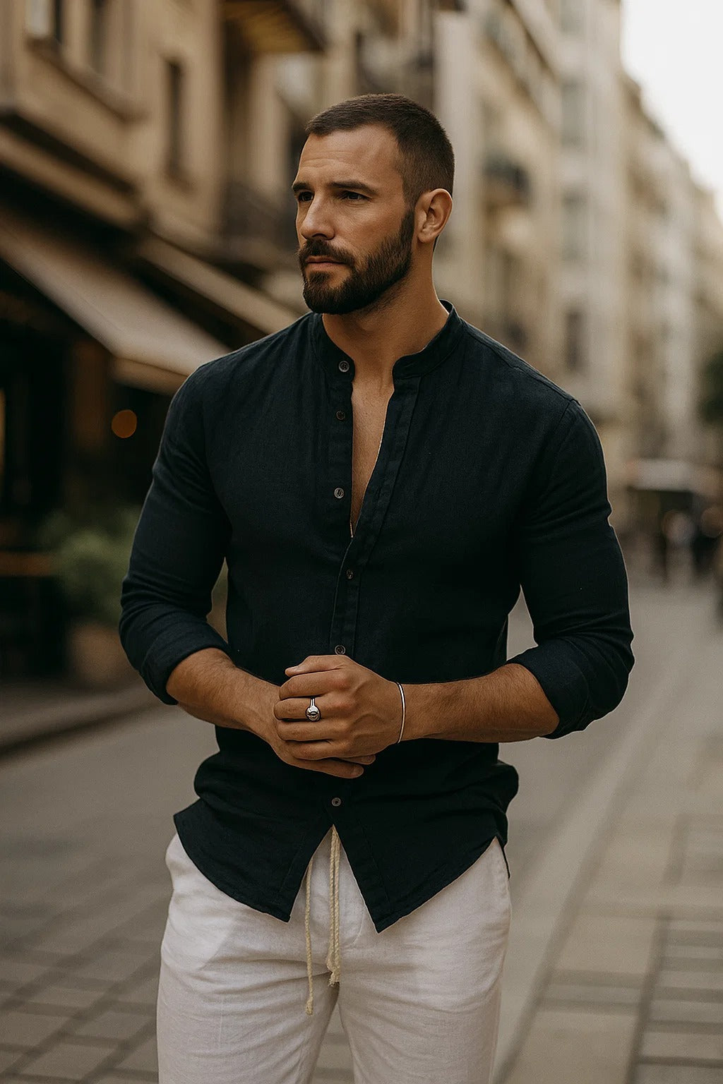 Nikolai Relaxed 3 4 Sleeve Casual Shirt