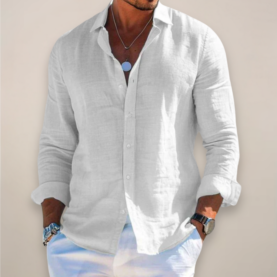 Marcello Linen Blend Casual Long Sleeve Shirt