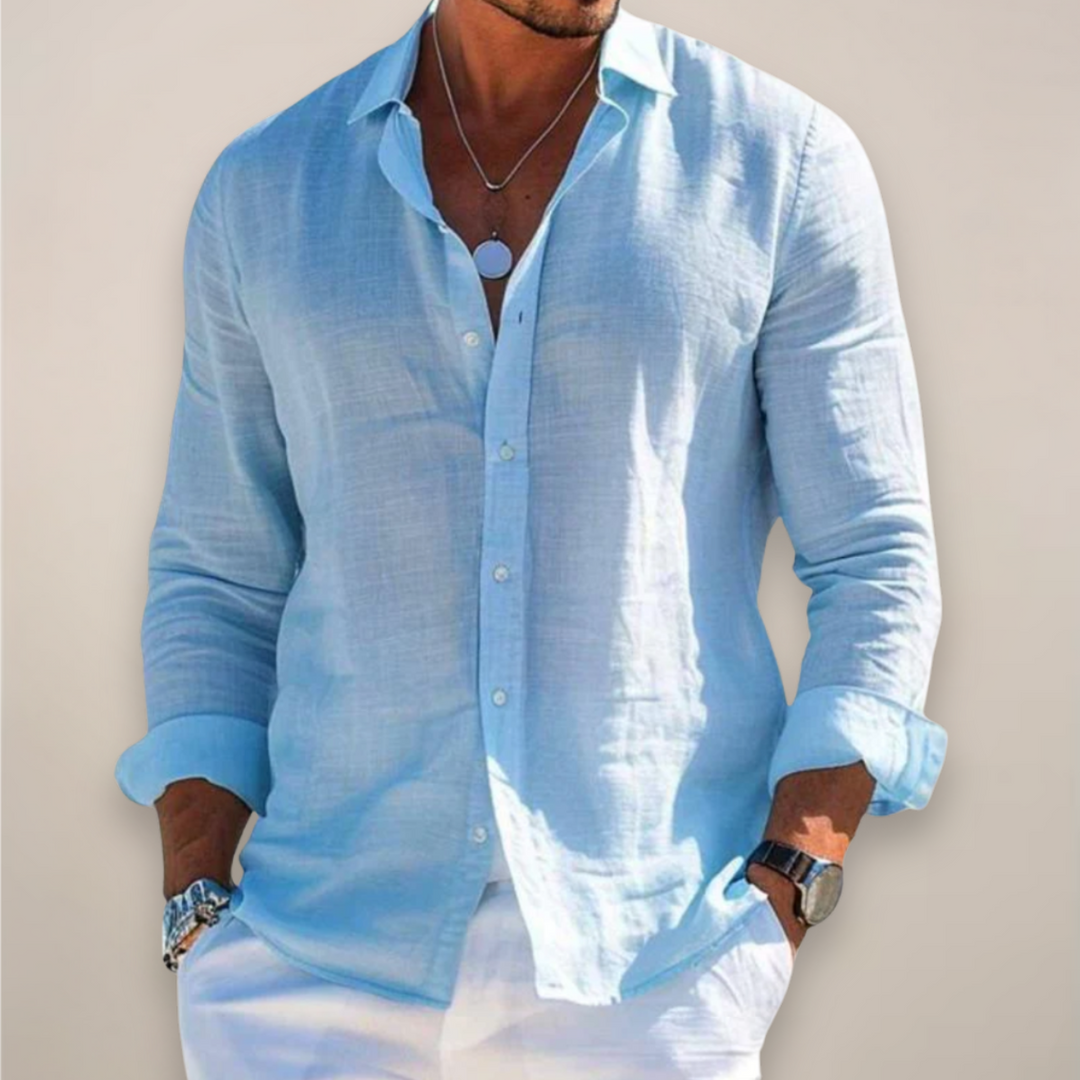 Marcello Linen Blend Casual Long Sleeve Shirt