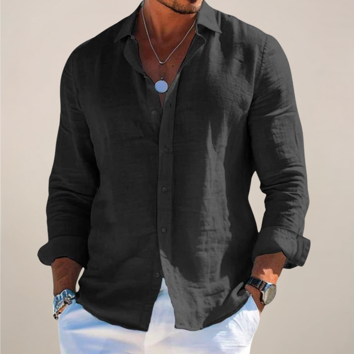 Marcello Linen Blend Casual Long Sleeve Shirt