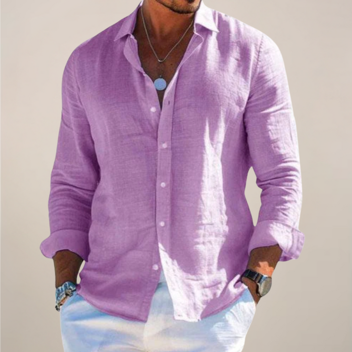 Marcello Linen Blend Casual Long Sleeve Shirt