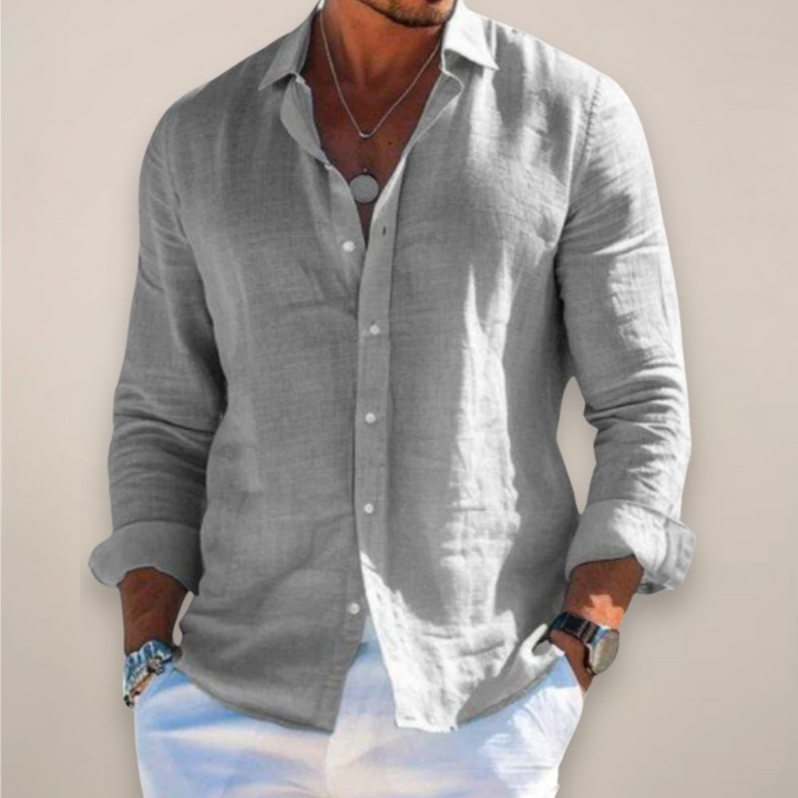 Marcello Linen Blend Casual Long Sleeve Shirt