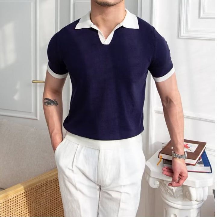 Luca Ribbed Cuff Knitted Polo Shirt