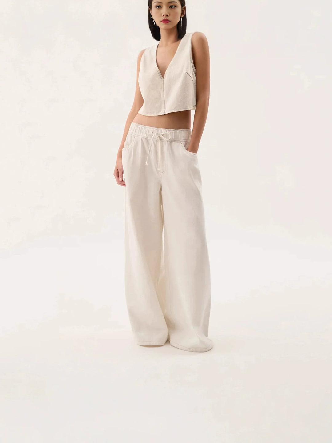 Auren Drawstring Wide-Leg Jeans