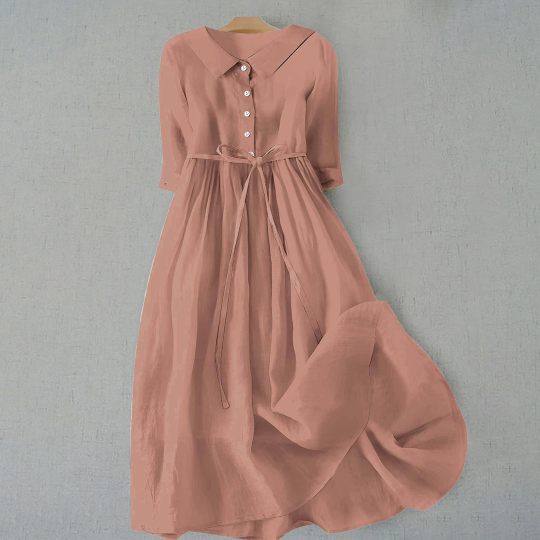 Tammie Casual Tie Waist Midi Dress