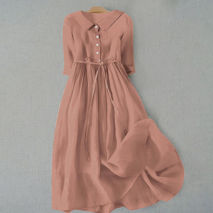 Tammie Casual Tie Waist Midi Dress